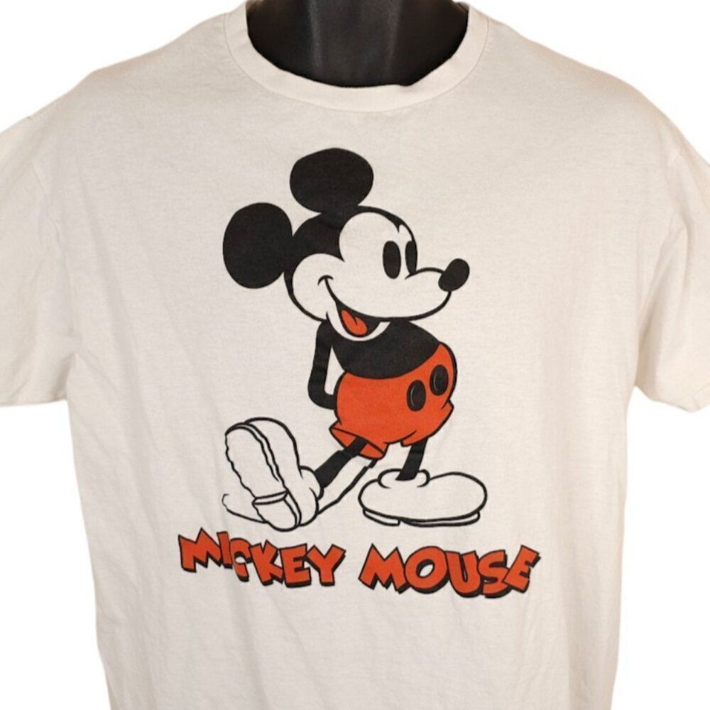Mickey Mouse T Shirt Mens Size Large White Walt Disney Front Reverse